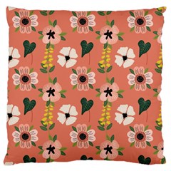 Flower Pink Brown Pattern Floral Large Cushion Case (one Side) by anzea