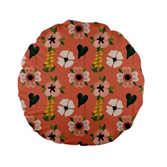 Flower Pink Brown Pattern Floral Standard 15  Premium Round Cushions by anzea