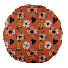 Flower Pink Brown Pattern Floral Large 18  Premium Round Cushions by anzea