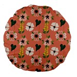 Flower Pink Brown Pattern Floral Large 18  Premium Round Cushions Front