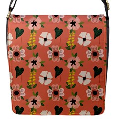 Flower Pink Brown Pattern Floral Flap Closure Messenger Bag (s)