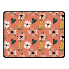 Flower Pink Brown Pattern Floral Two Sides Fleece Blanket (small)