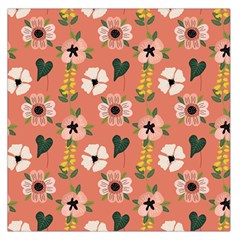 Flower Pink Brown Pattern Floral Square Satin Scarf (36  X 36 ) by anzea