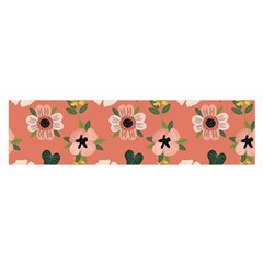 Flower Pink Brown Pattern Floral Oblong Satin Scarf (16  X 60 ) by anzea