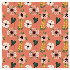 Flower Pink Brown Pattern Floral Wooden Puzzle Square