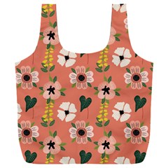 Flower Pink Brown Pattern Floral Full Print Recycle Bag (xxl)