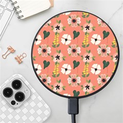 Flower Pink Brown Pattern Floral Wireless Fast Charger(black) by anzea