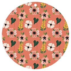 Flower Pink Brown Pattern Floral Uv Print Acrylic Ornament Round by anzea