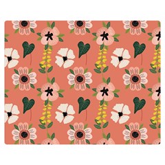 Flower Pink Brown Pattern Floral Premium Plush Fleece Blanket (medium) by anzea