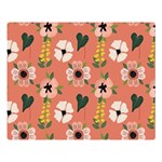 Flower Pink Brown Pattern Floral Premium Plush Fleece Blanket (Large) 80 x60  Blanket Front