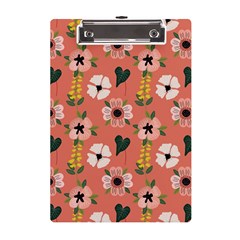 Flower Pink Brown Pattern Floral A5 Acrylic Clipboard by anzea