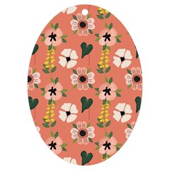 Flower Pink Brown Pattern Floral Uv Print Acrylic Ornament Oval by anzea