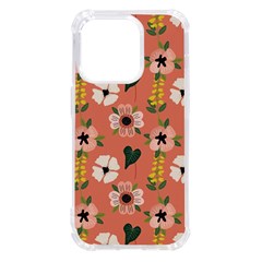 Flower Pink Brown Pattern Floral Iphone 14 Pro Tpu Uv Print Case by anzea