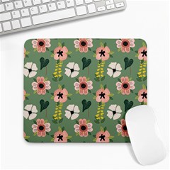 Flower Green Pink Pattern Floral Large Mousepad by anzea