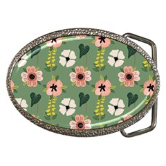 Flower Green Pink Pattern Floral Belt Buckles