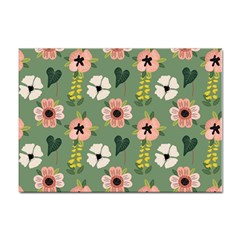 Flower Green Pink Pattern Floral Sticker A4 (100 Pack) by anzea