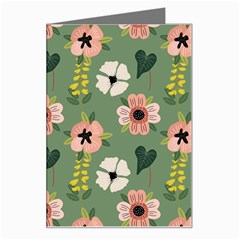 Flower Green Pink Pattern Floral Greeting Card