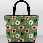 Flower Green Pink Pattern Floral Bucket Bag Back