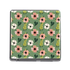 Flower Green Pink Pattern Floral Memory Card Reader (square 5 Slot) by anzea