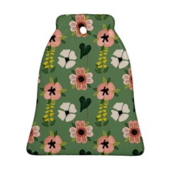 Flower Green Pink Pattern Floral Ornament (bell)