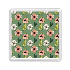 Flower Green Pink Pattern Floral Memory Card Reader (square) by anzea