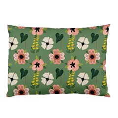 Flower Green Pink Pattern Floral Pillow Case (two Sides) by anzea