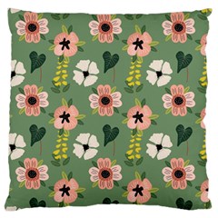 Flower Green Pink Pattern Floral Large Cushion Case (one Side) by anzea