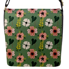 Flower Green Pink Pattern Floral Flap Closure Messenger Bag (s) by anzea