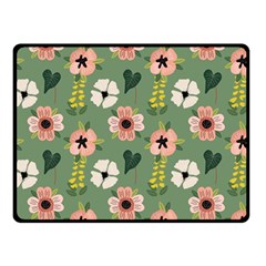 Flower Green Pink Pattern Floral Two Sides Fleece Blanket (small) by anzea