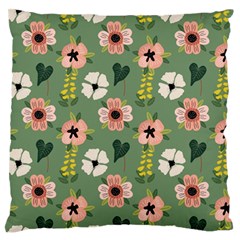 Flower Green Pink Pattern Floral Standard Premium Plush Fleece Cushion Case (two Sides) by anzea