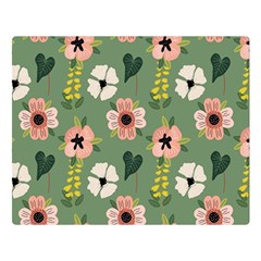 Flower Green Pink Pattern Floral Premium Plush Fleece Blanket (large) by anzea