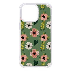 Flower Green Pink Pattern Floral Iphone 13 Pro Tpu Uv Print Case by anzea