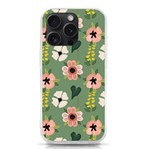 Flower Green Pink Pattern Floral iPhone 15 Pro TPU UV Print Case Front