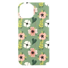 Flower Green Pink Pattern Floral Iphone 15 Black Uv Print Pc Hardshell Case by anzea