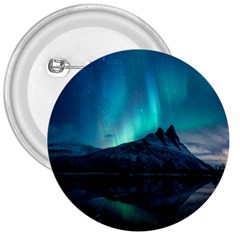 Aurora Borealis Mountain Reflection 3  Buttons by Grandong