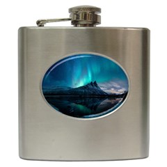 Aurora Borealis Mountain Reflection Hip Flask (6 Oz) by Grandong