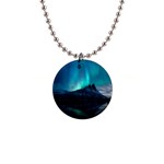 Aurora Borealis Mountain Reflection 1  Button Necklace Front