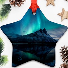 Aurora Borealis Mountain Reflection Star Ornament (two Sides) by Grandong