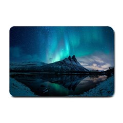 Aurora Borealis Mountain Reflection Small Doormat by Grandong