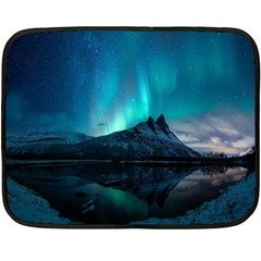 Aurora Borealis Mountain Reflection Fleece Blanket (mini) by Grandong