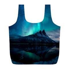 Aurora Borealis Mountain Reflection Full Print Recycle Bag (l) by Grandong