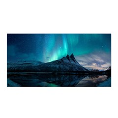 Aurora Borealis Mountain Reflection Satin Wrap 35  X 70  by Grandong