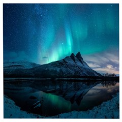 Aurora Borealis Mountain Reflection Wooden Puzzle Square by Grandong