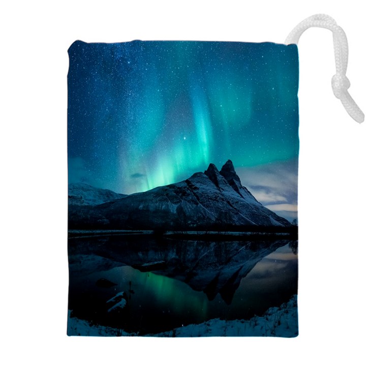 Aurora Borealis Mountain Reflection Drawstring Pouch (4XL)