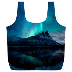 Aurora Borealis Mountain Reflection Full Print Recycle Bag (xxxl) by Grandong