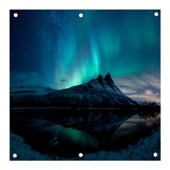 Aurora Borealis Mountain Reflection Banner And Sign 3  X 3  by Grandong