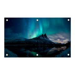 Aurora Borealis Mountain Reflection Banner And Sign 5  X 3  by Grandong