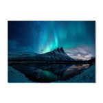 Aurora Borealis Mountain Reflection Crystal Sticker (A4) Front