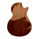 Aurora Borealis Mountain Reflection Guitar Shape Wood Guitar Pick Holder Case And Picks Set Front