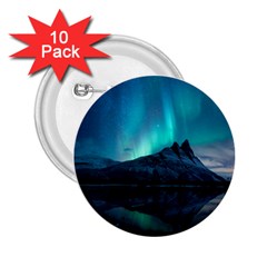 Aurora Borealis Mountain Reflection 2 25  Buttons (10 Pack)  by Grandong